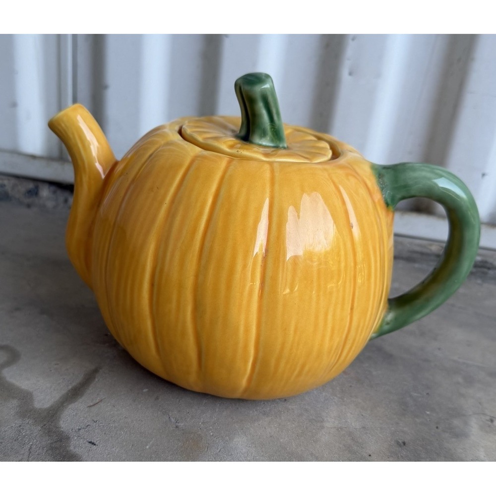 Bordallo Pinheiro Quirky Pumpkin Gourd Ceramic Tea Pot, Portugal